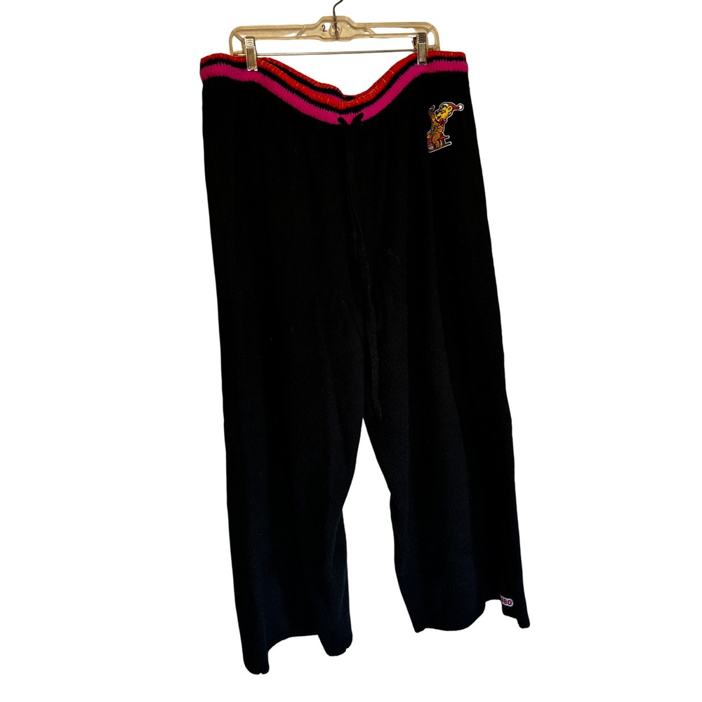 Haribo Womens Knit Lounge Pants Size 3X Black Goldbear Christmas Holiday Cozy